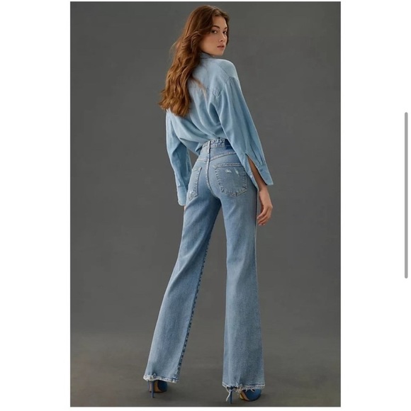 AMO Georgia High-Rise Flare Jeans in Medium Blue Size 31 NWT - Picture 4 of 10